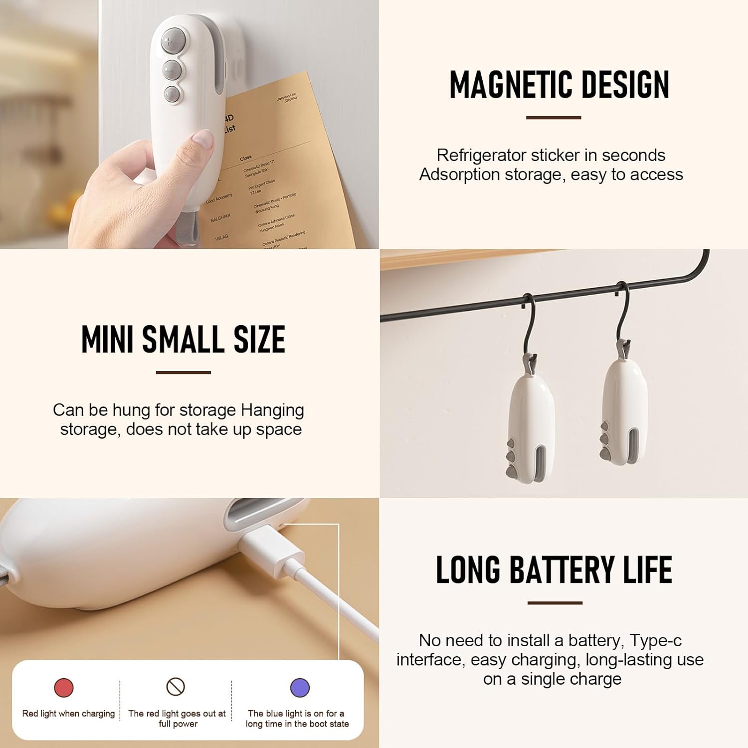 Mini scelleur portable rechargeable USB 2 en 1, compact et thermoscellant