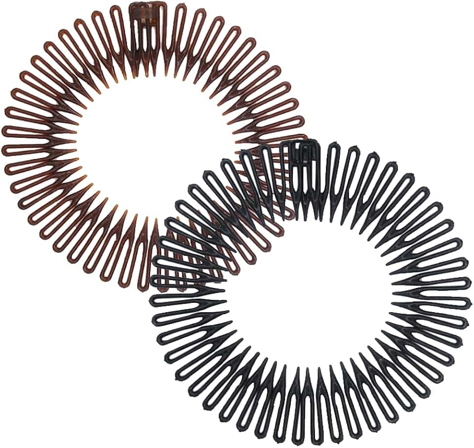 Peigne circulaire extensible - lot de 2 - plastique flexible - serre-tête, ajustable cheveux
