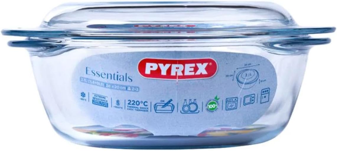 Pyrex - cocotte ronde Classic - 2,1L - verre résistant, four compatible