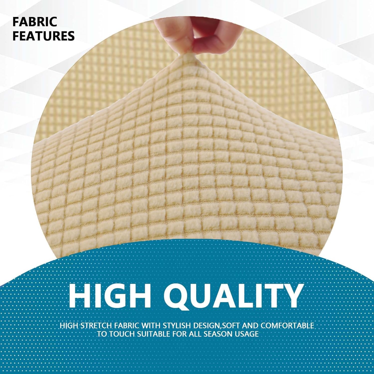 Housse de canapé 3 places - extensible, antidérapante, lavable, beige