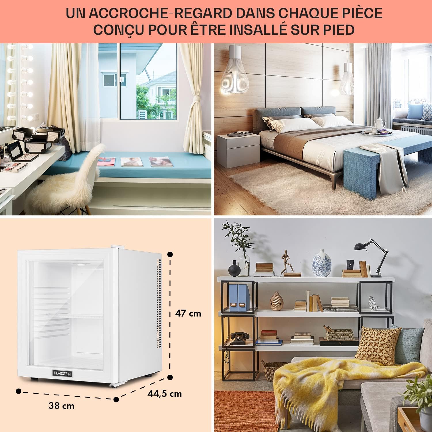 Klarstein - Mini Frigo 32L, silencieux, étagères réglables, 12-18°C