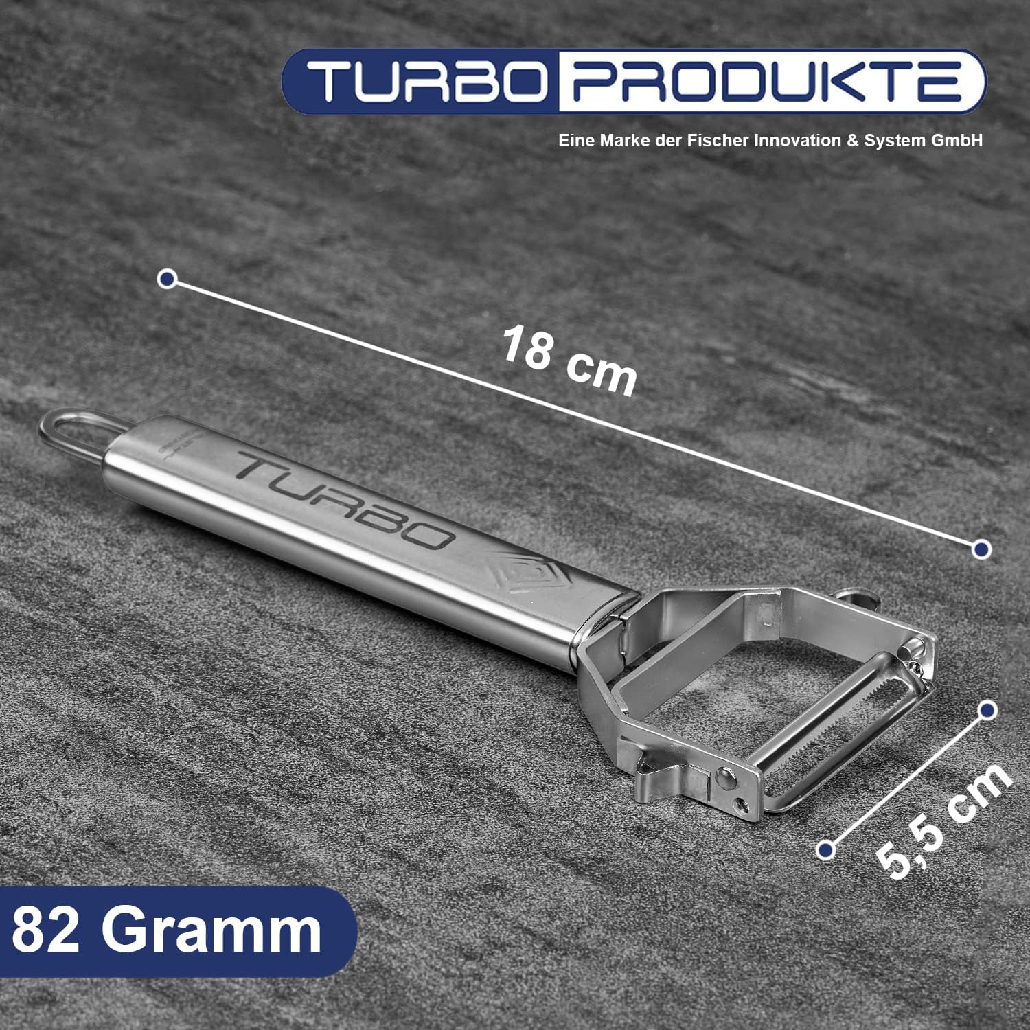 TURBO PRODUKTE - éplucheur 3 en 1 inox rosé - lame pendulaire ambidextre