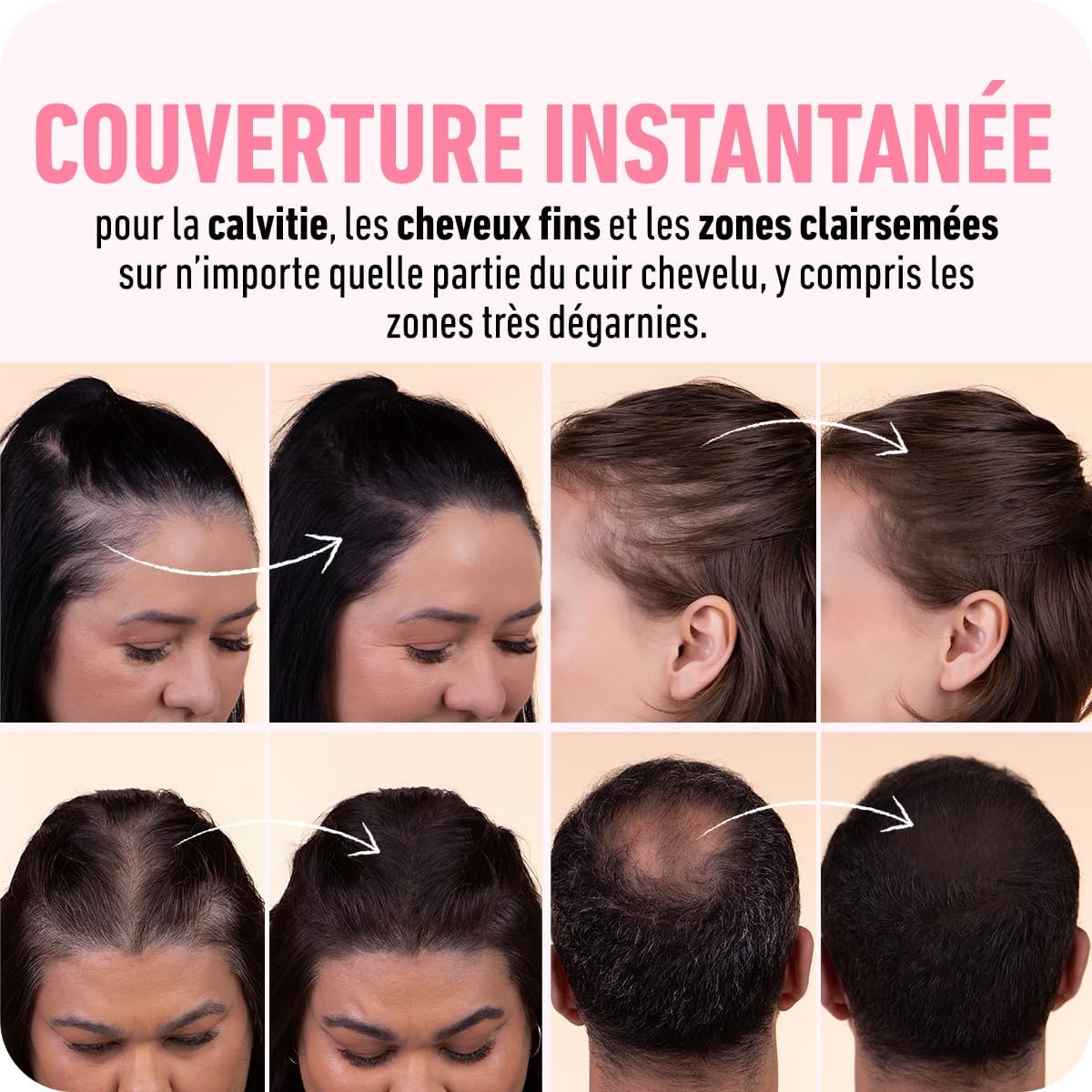 BOLDIFY - poudre de racine cheveux - 4g - couvre racines, camoufle gris, effet naturel