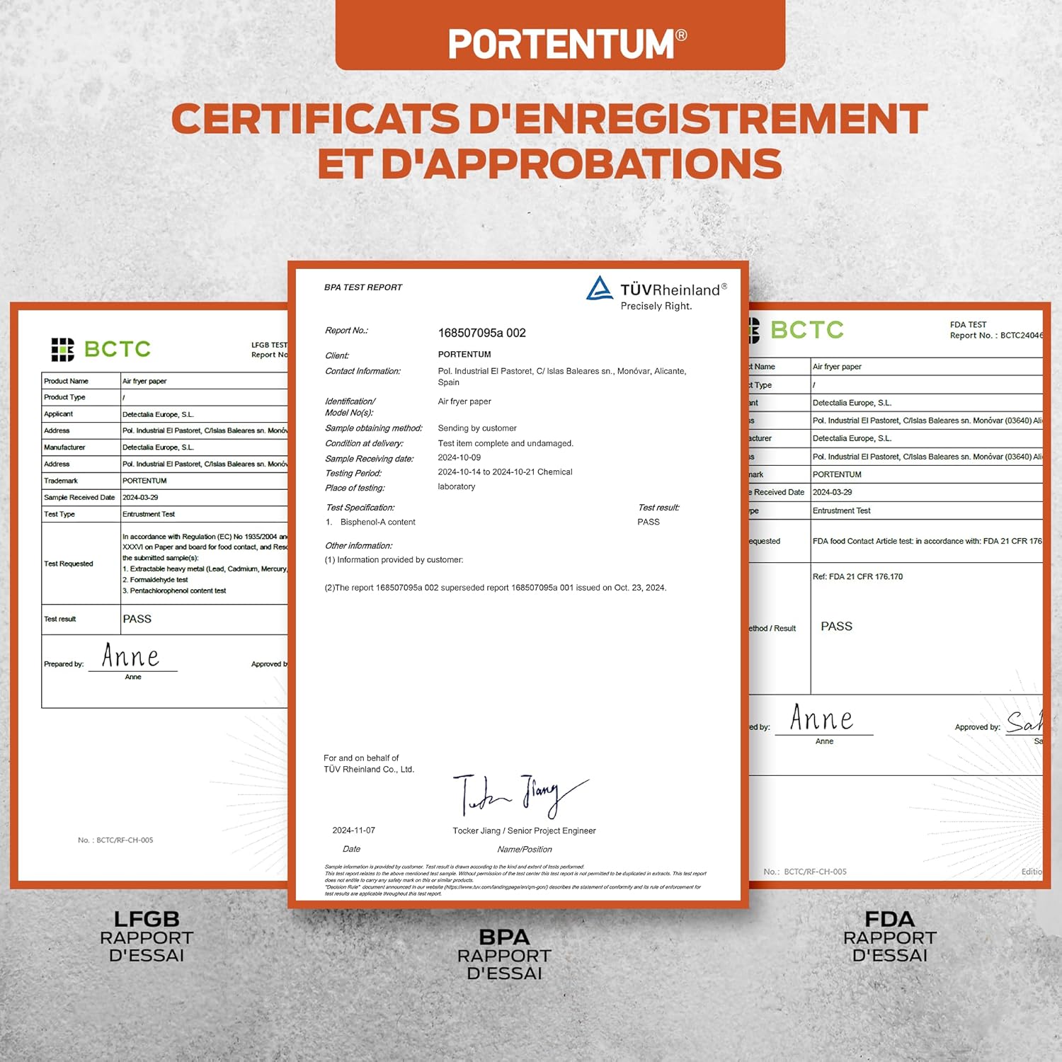 PORTENTUM - Papier cuisson air fryer - 20×24 cm, 100 pièces, BPA free, pour friteuse 5–8L