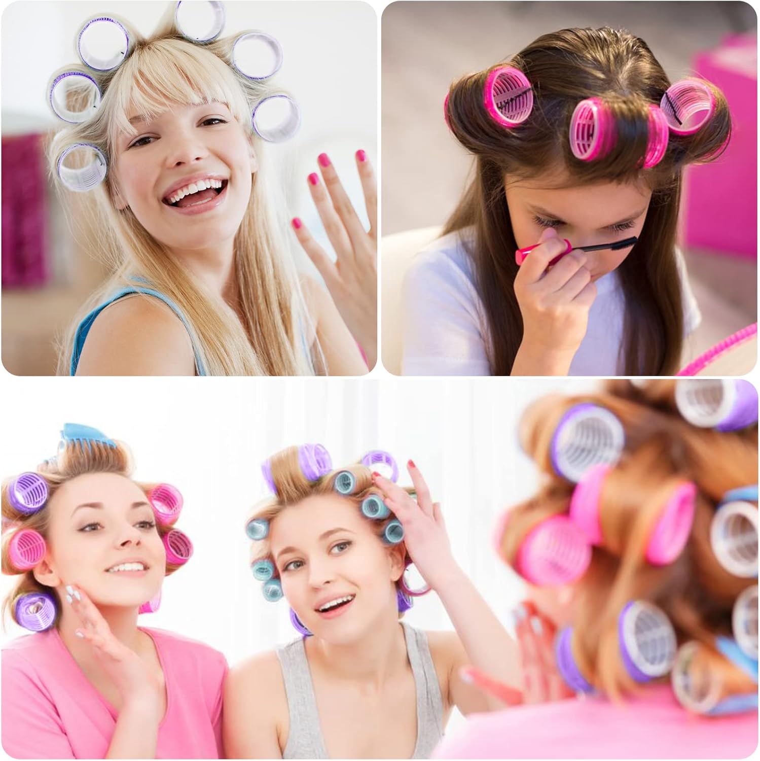 GeeRic - bigoudis auto-agrippants, 33 pièces, avec pinces et peigne, cheveux longs