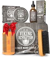 Viking Revolution - Kit Barbe Homme - Inclus Brosse Barbe en Poils de Sanglier, Peigne Barbe en B...