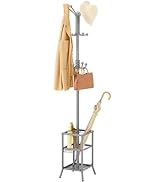 FAVOOSTY Porte-manteau Avec Porte-parapluie, Porte Manteau sur Pieds,arbre à manteaux en métal av...
