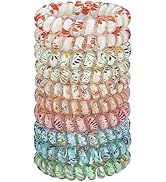 JessLab Élastiques à Cheveux en Spirale, 10Pcs Assortis Sans Trace Spiral Hair Ties, Mignon Plast...