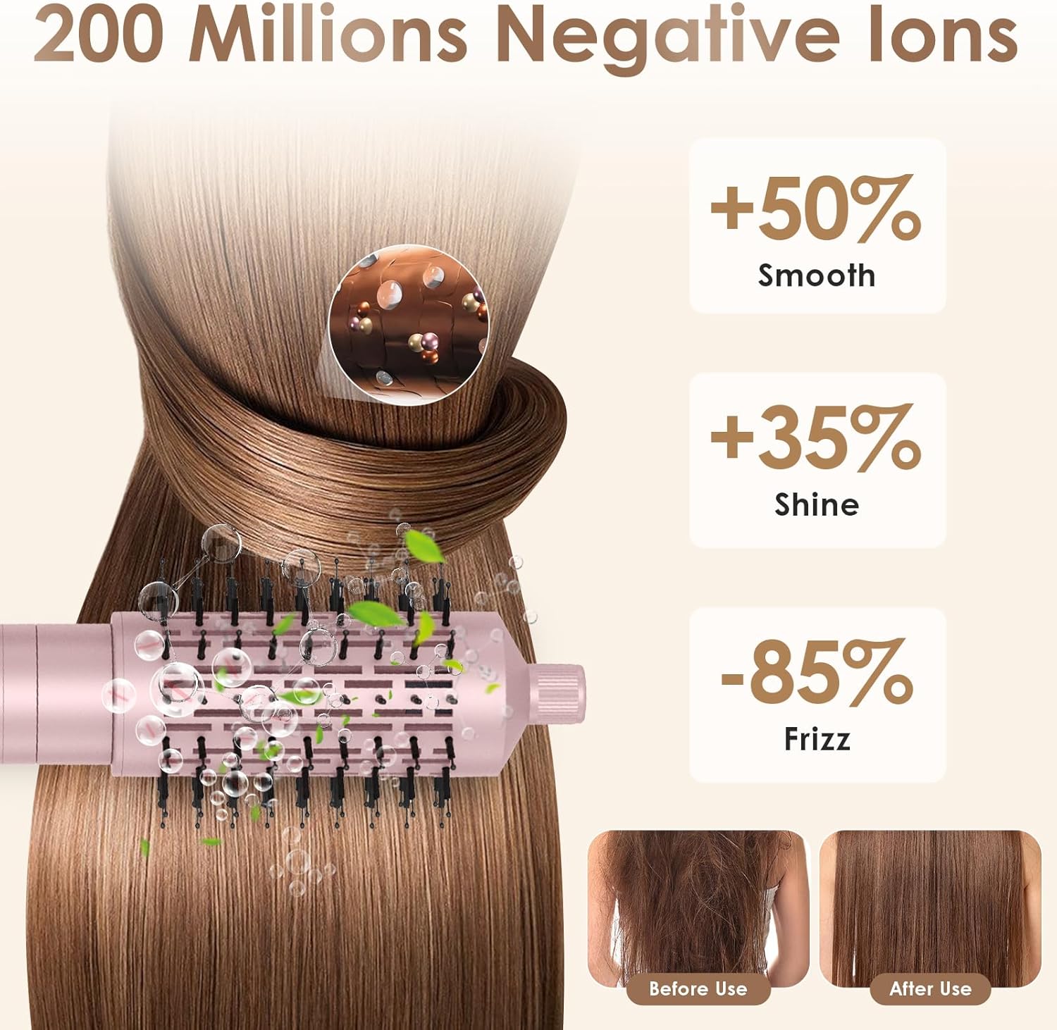 Brosse soufflante 3-en-1 - 800W - 38/50mm - ionique, 2 vitesses, 2 températures