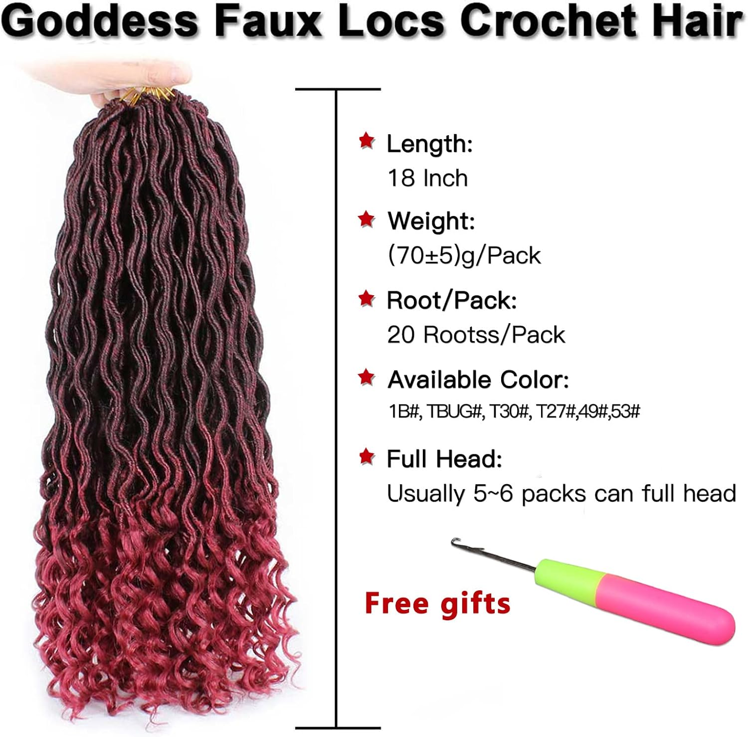 Xtrend - Faux Locs Twist Crochet 18 pouces - 6 packs, 20 mèches, bouclées, synthétiques - TBUG