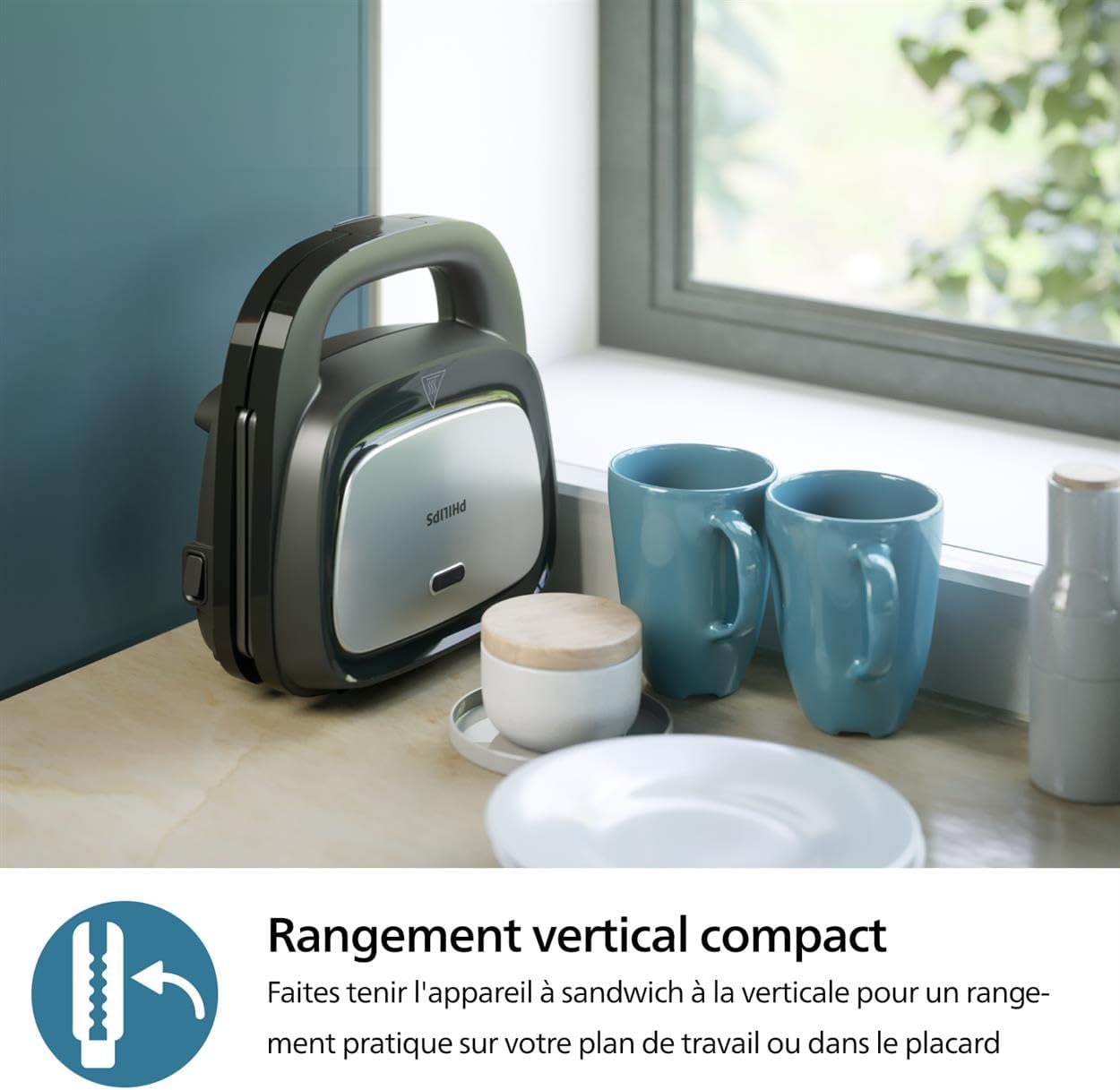 Philips - Série 5000 - plaques amovibles - sandwichs, paninis, gaufres - 750W - HD2350/80