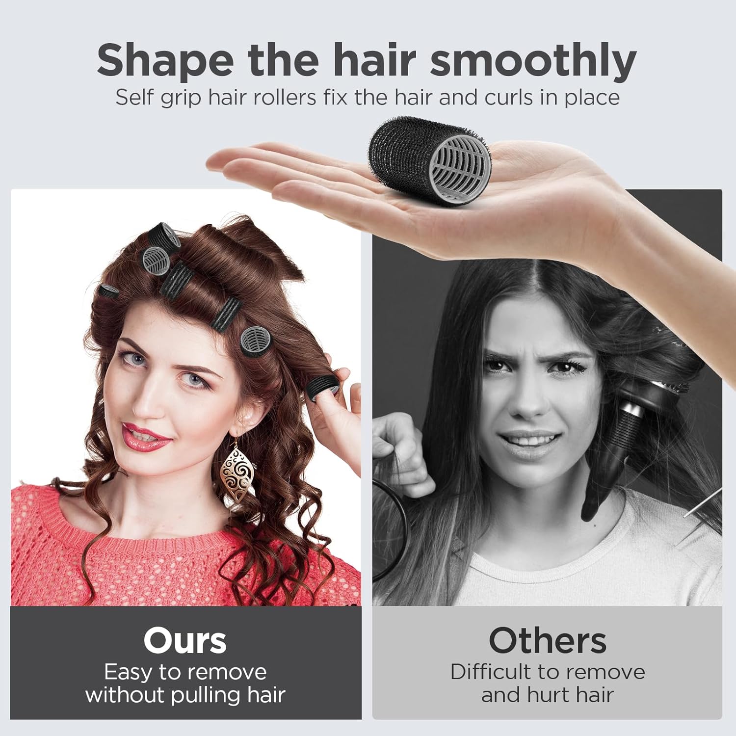 Romon - Set bigoudis chauffants 31 pièces, 3 tailles, avec pinces et peigne