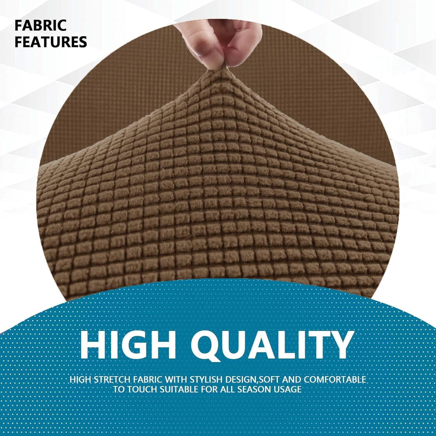 Housse canapé 4 places - extensible, lavable, marron, antidérapant