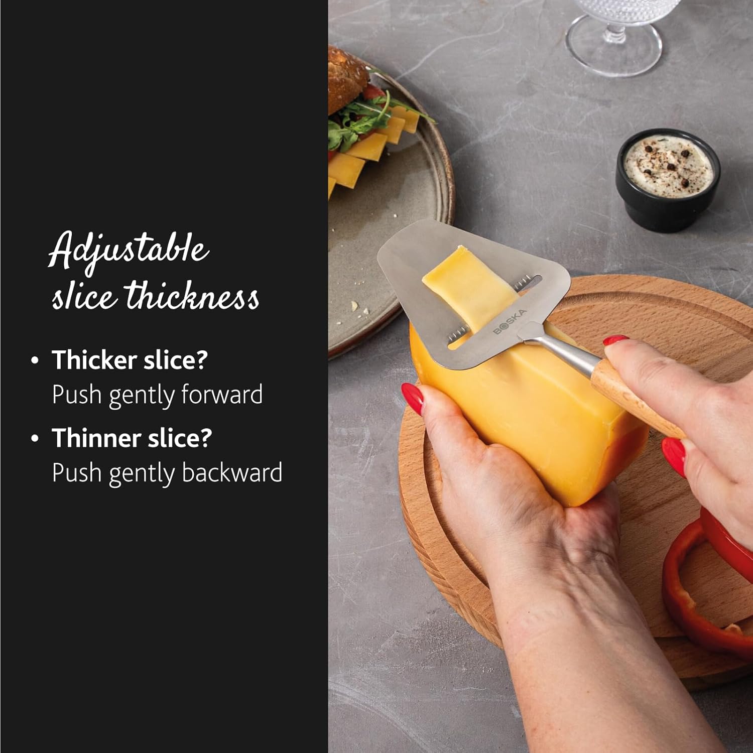 Boska - Amigo série - dimensions non précisées - acier inox, poignée bois, antiadhésif BSF