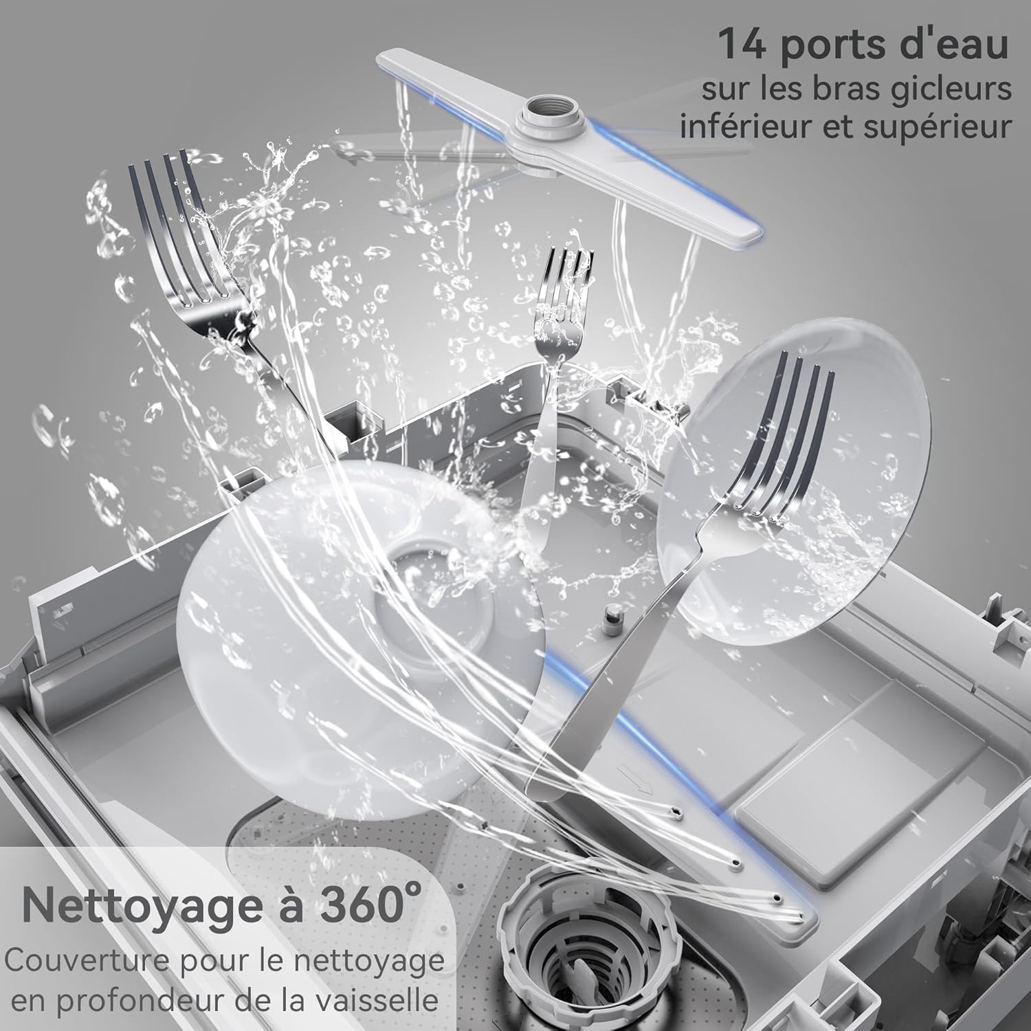 Hermitlux - Mini lave-vaisselle 4 couverts compact, 5 programmes, stérilisation 75°C, 5L/robinet