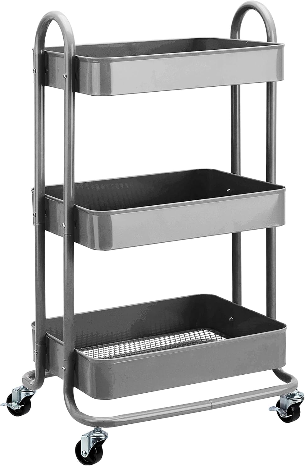 maaxi-dealz Basics - Chariot 3 niveaux - 43x23x86 cm - Roulettes, gris anthracite