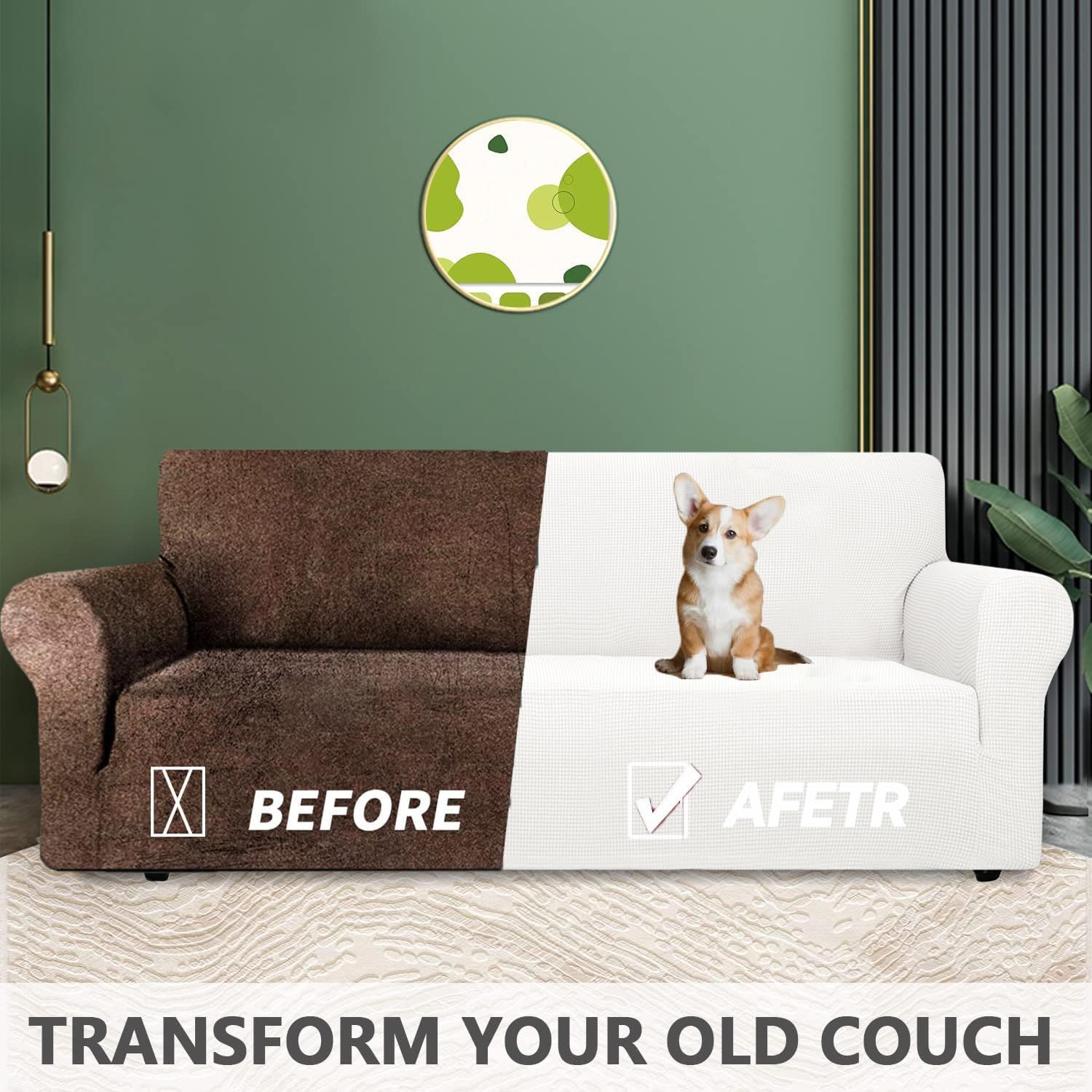 Housse canapé 3 places - extensible, moderne, lavable, blanc