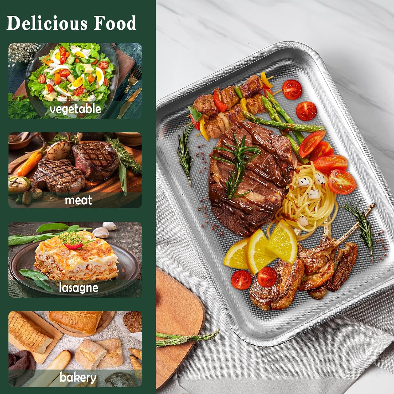 ROSSETTO - Plat à four inox set 4 pièces, poignées, texture nid d'abeille, rectangulaire