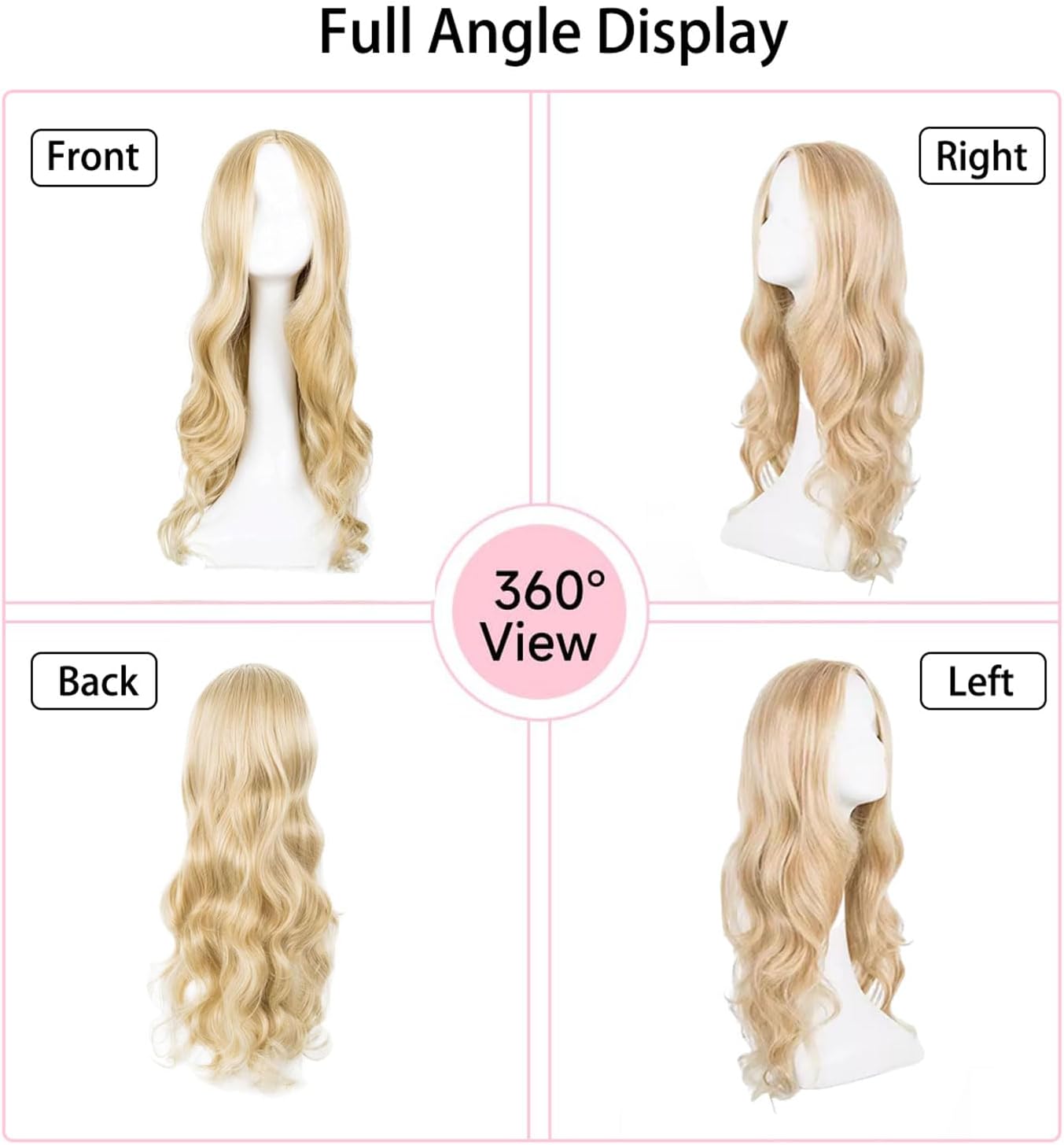 Perruque femme - bouclée blonde, 68 cm, ondulée, résistante à la chaleur