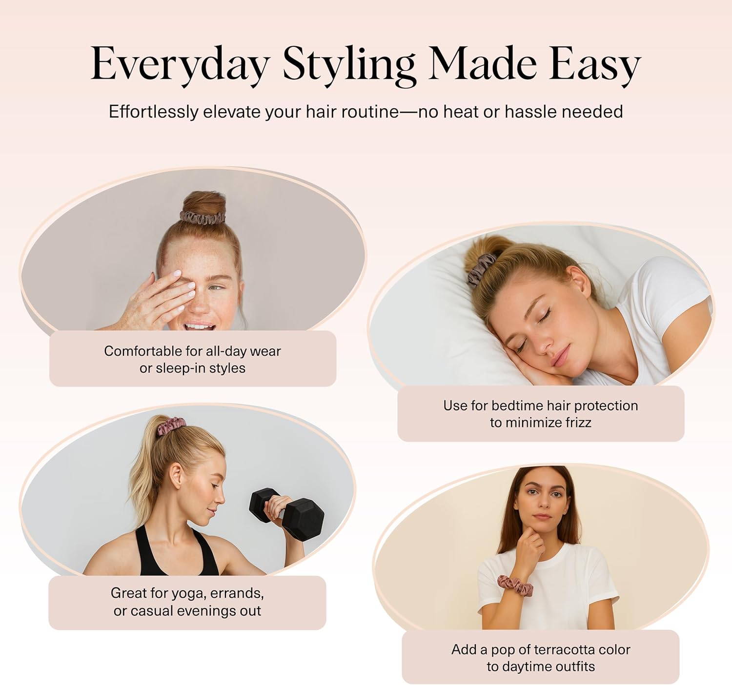 Kitsch - Chouchous en satin - lot de 6 - élastiques anti-plis, tous cheveux