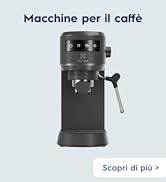 Le texte se lit comme suit : « Macchine per il caffè » et « Scopri di più > ». Plusieurs vues d'une machine à expresso commerciale noire sous différents angles.