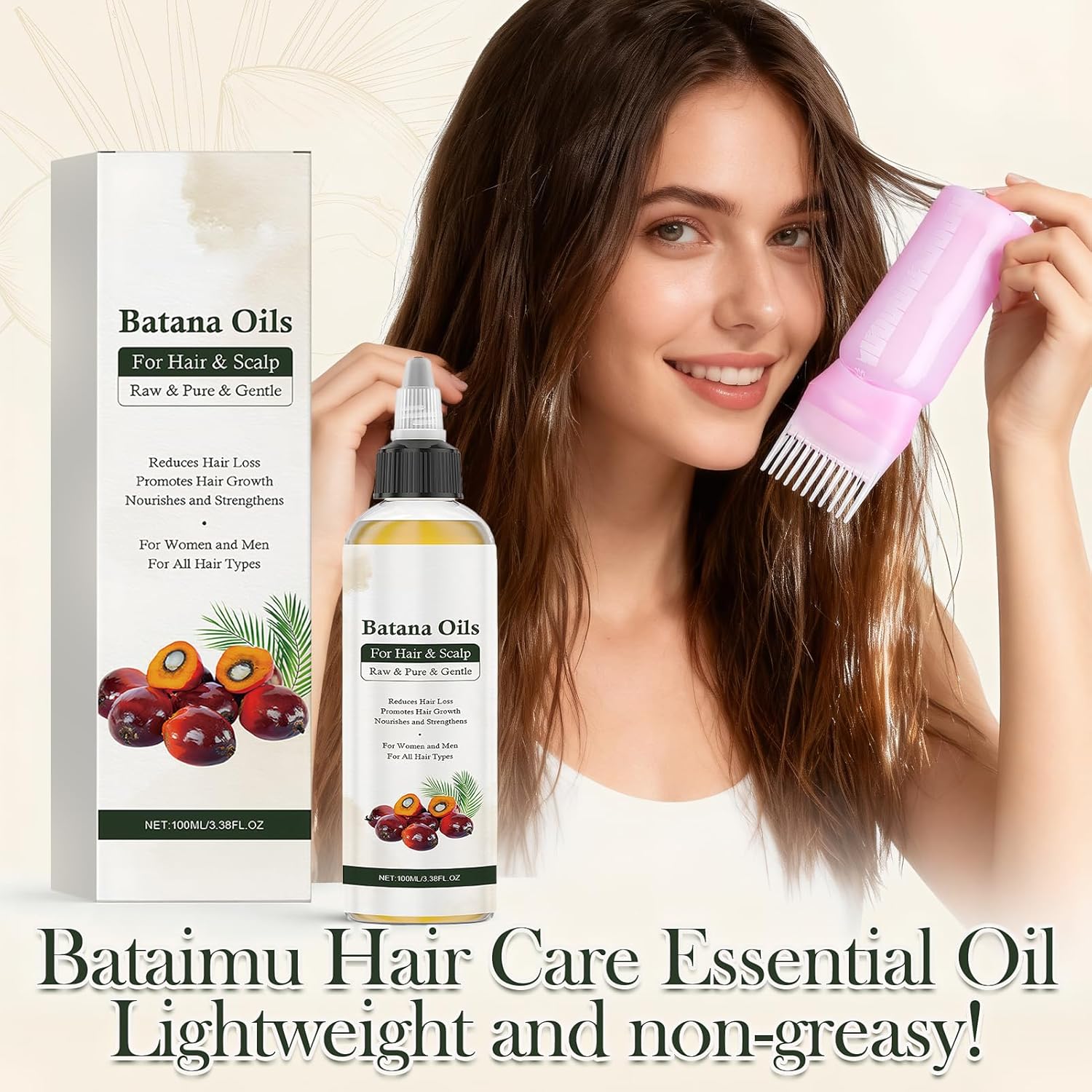 Huile de Batana bio - peigne applicateur - restaure, brillance cheveux