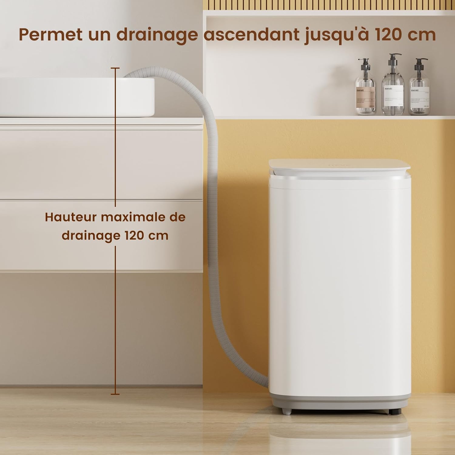 HAVA - Mini Machine à Laver 3kg, 8 programmes, lavage chaud, compacte