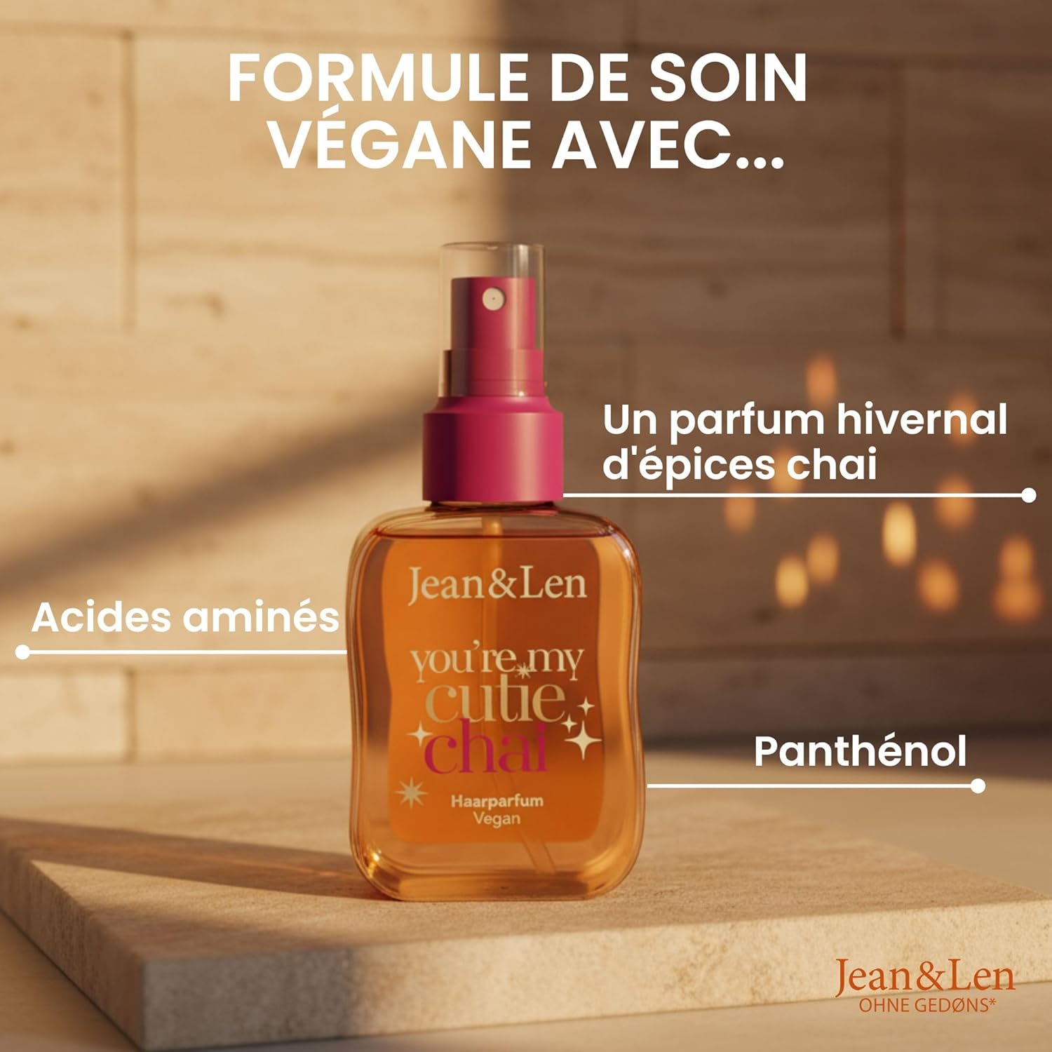 Jean & Len - You're My Cutie Chai - 105 ml - Parfum cheveux épices chai, vanille, orange, soin acides aminés