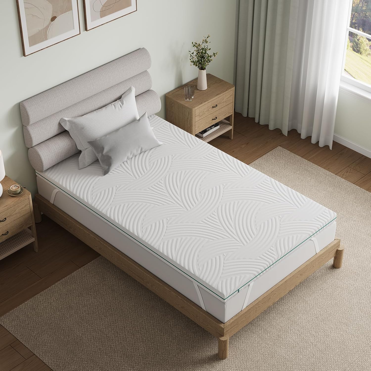 Novilla - Surmatelas série mémoire de forme - 80x190 cm - 7,5 cm, housse lavable, antidérapant, pour matelas ferme