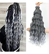 MLETULIPS Curly Crochet Braiding Hair Extensions Deep Wave Braiding Hair Ocean Wave Crochet Cheve...