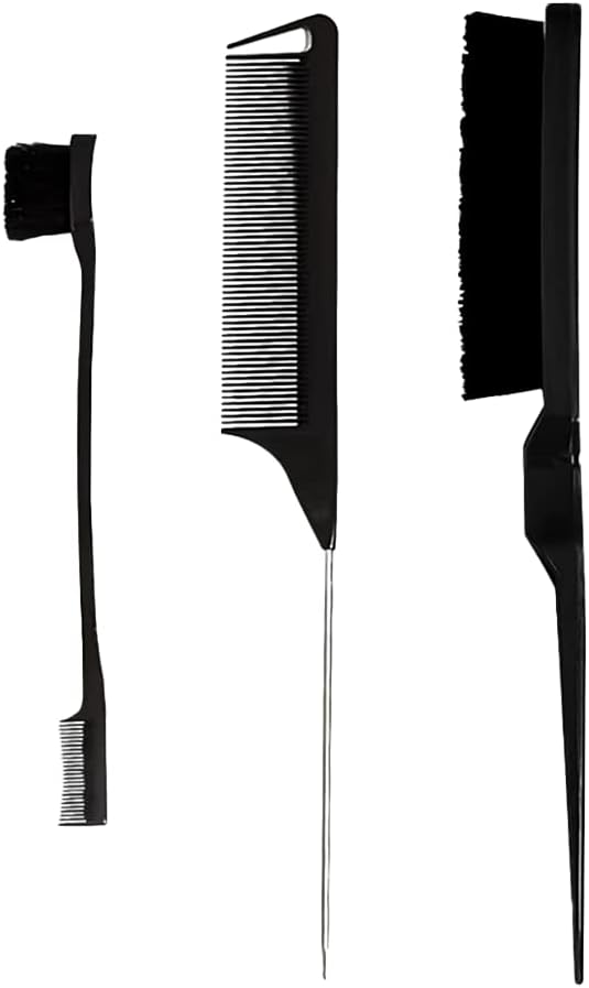 Peigne de cheveux - set professionnel - noir - double tranchant, queue de rat, coiffure