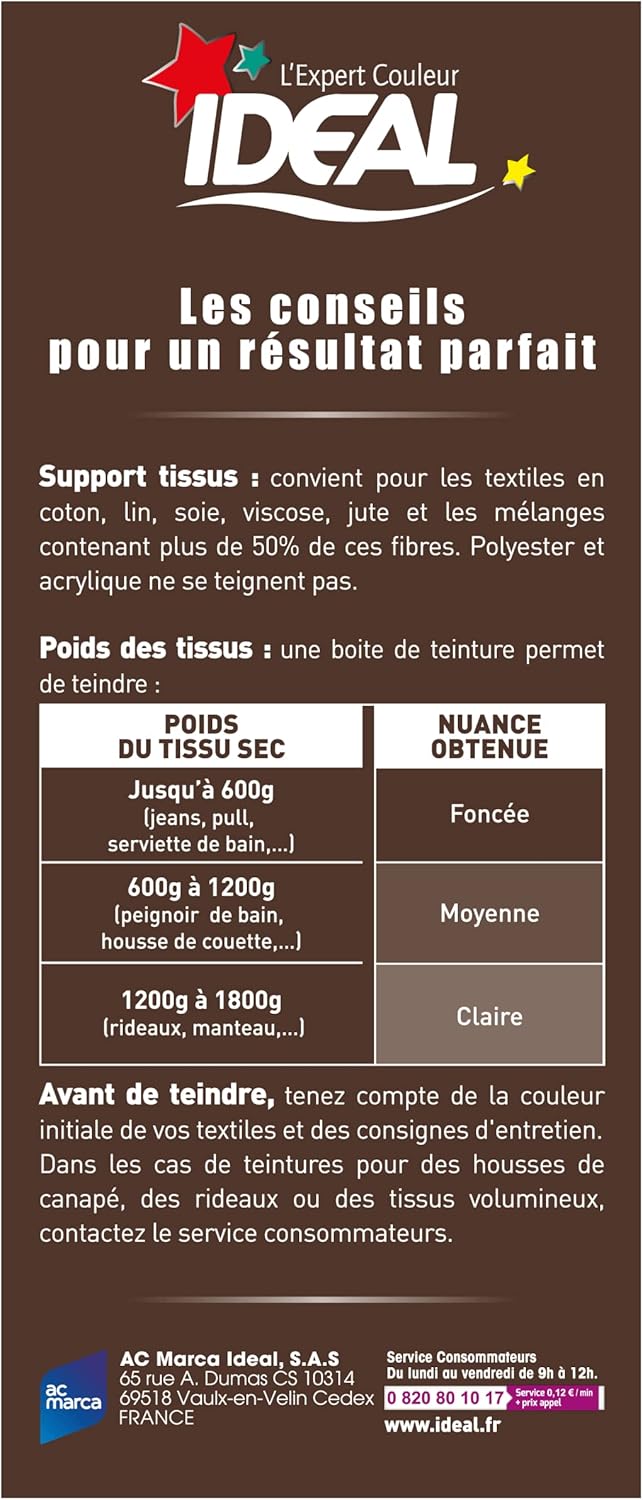 Ideal - Teinture Textile Tout en Un - 350g - coloris chocolat