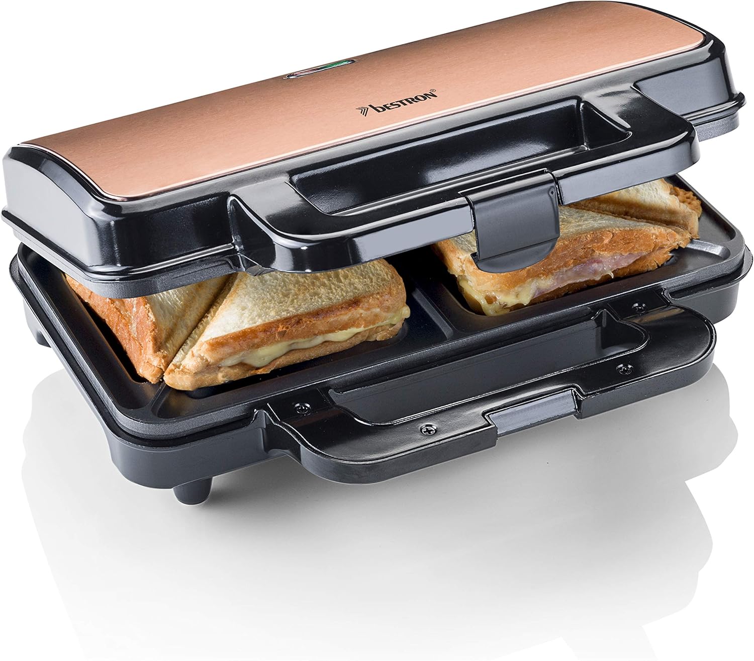 Bestron - Croque-monsieur Copper Collection - 2 sandwichs - antiadhésif, température automatique, indicateur