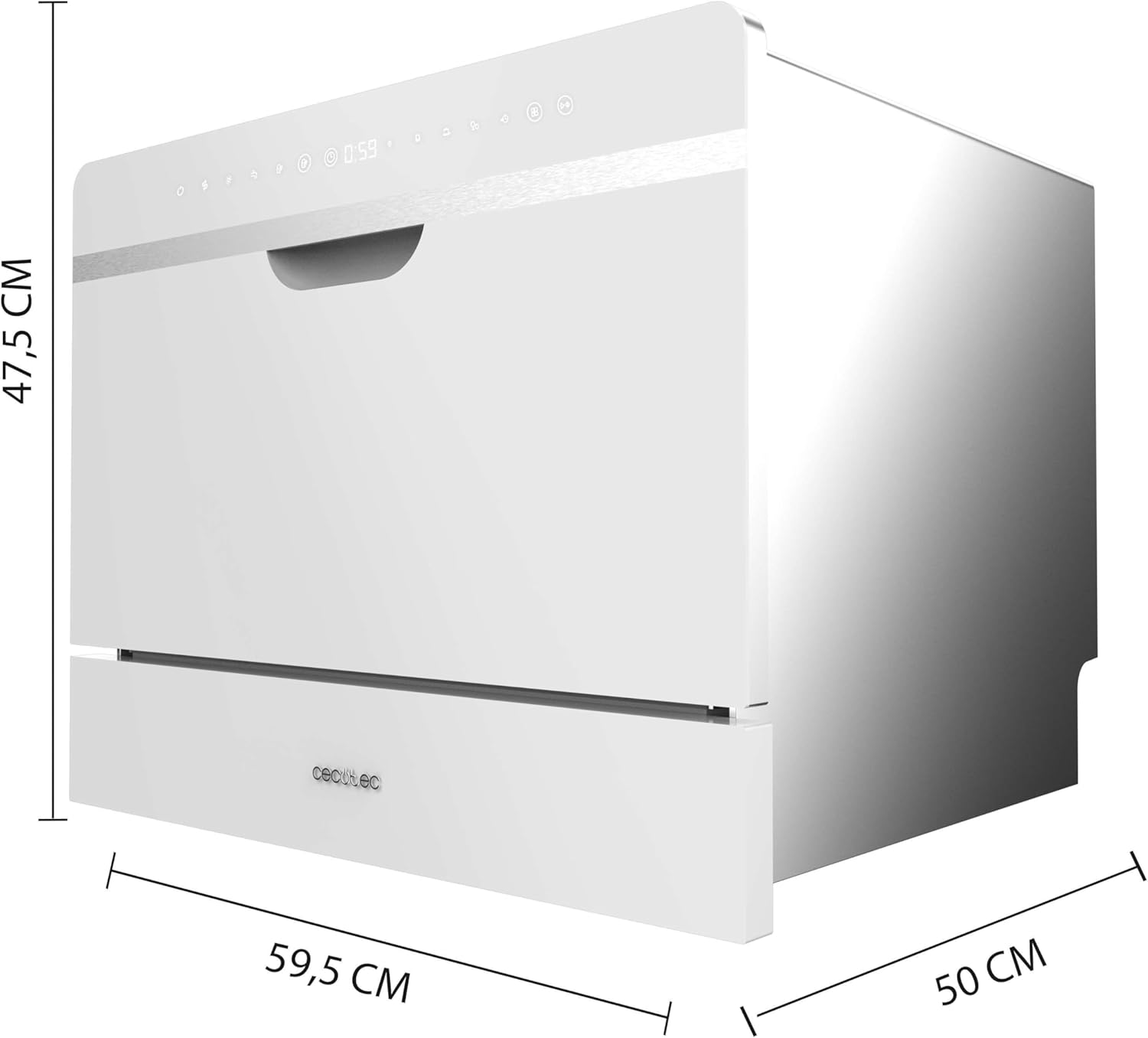 Cecotec - Bolero Aguazero 2500 - compact, 6 couverts, écran tactile, verre blanc - 2500 S-BI