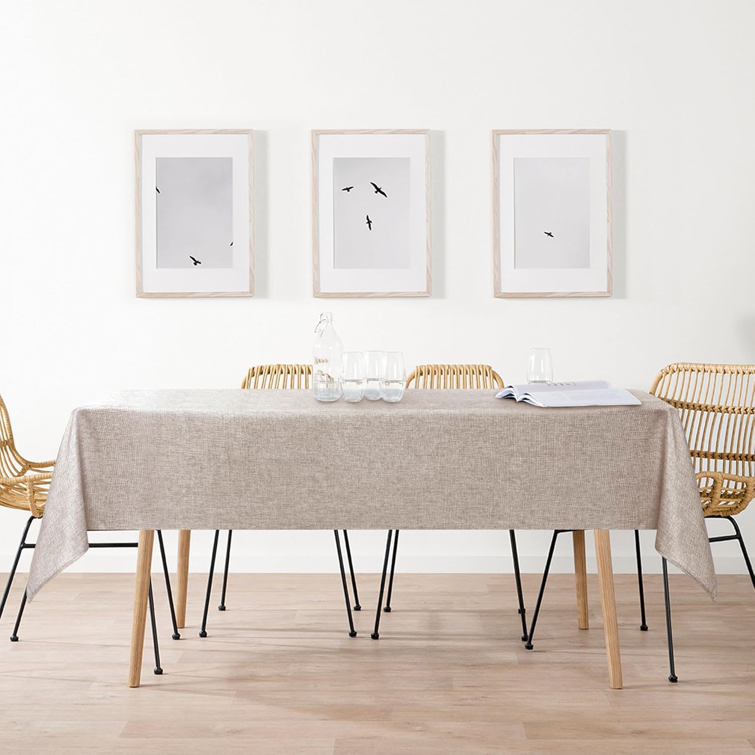 DWCN – Nappe effet lin rectangulaire 135x180cm, imperméable, anti-tache, lavable – DWCN