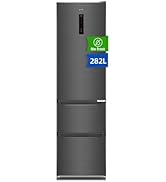 Collection de réfrigérateurs en acier inoxydable noir à double porte, présentés sous différents angles et affichant un style moderne.