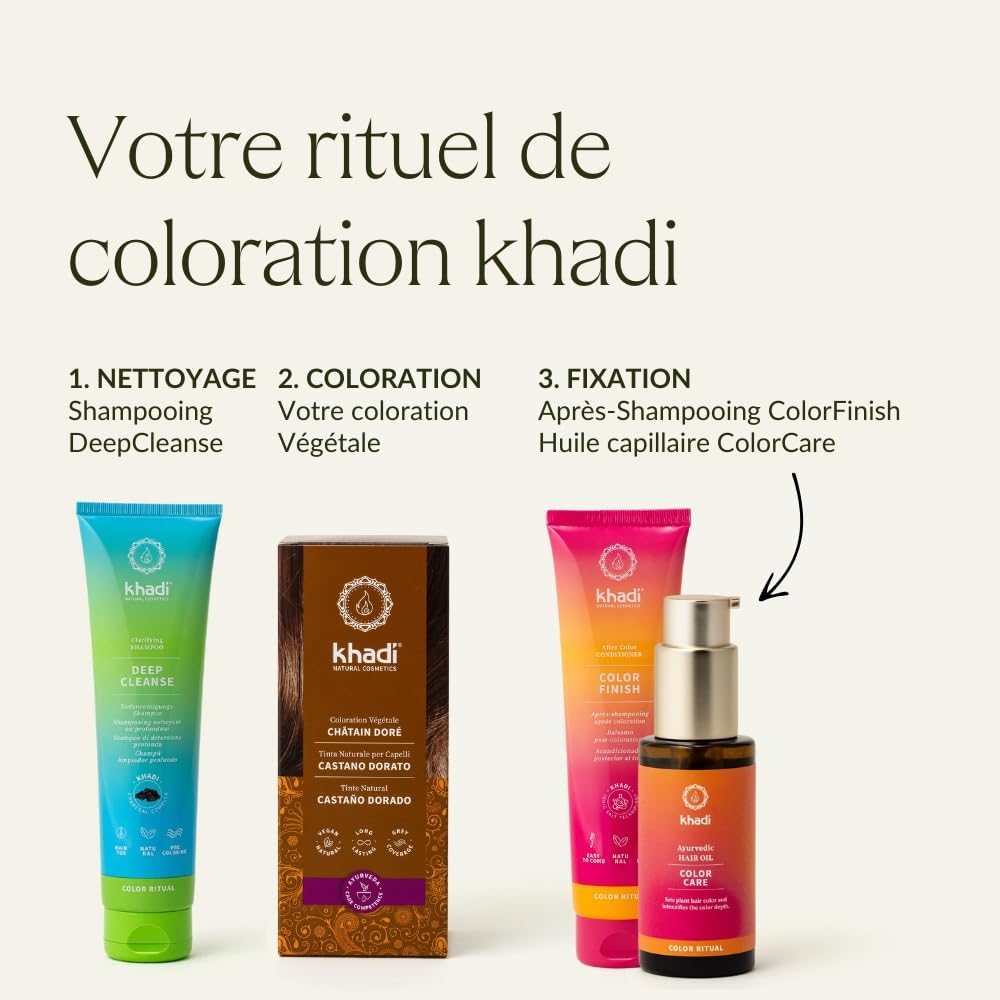 khadi - coloration végétale châtain doré - 100g - reflets ambrés naturels