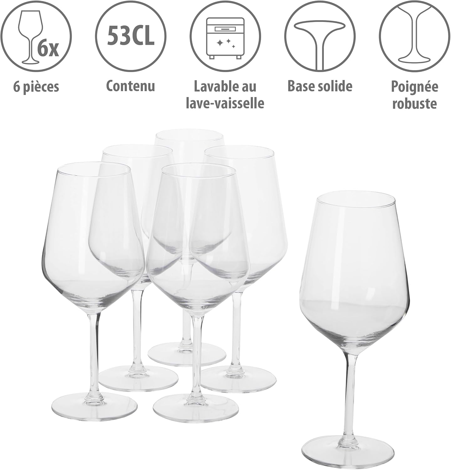 Alpina - verres à vin rouge - 53cl - lot de 6, lave-vaisselle, cadeau