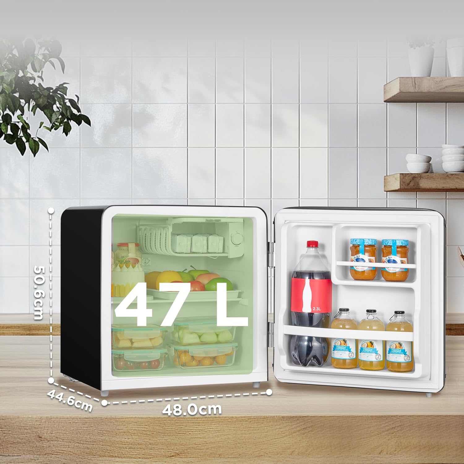 Comfee' - mini réfrigérateur rétro 47L, faible bruit, thermostat réglable, RCD50BL2EURT(E)