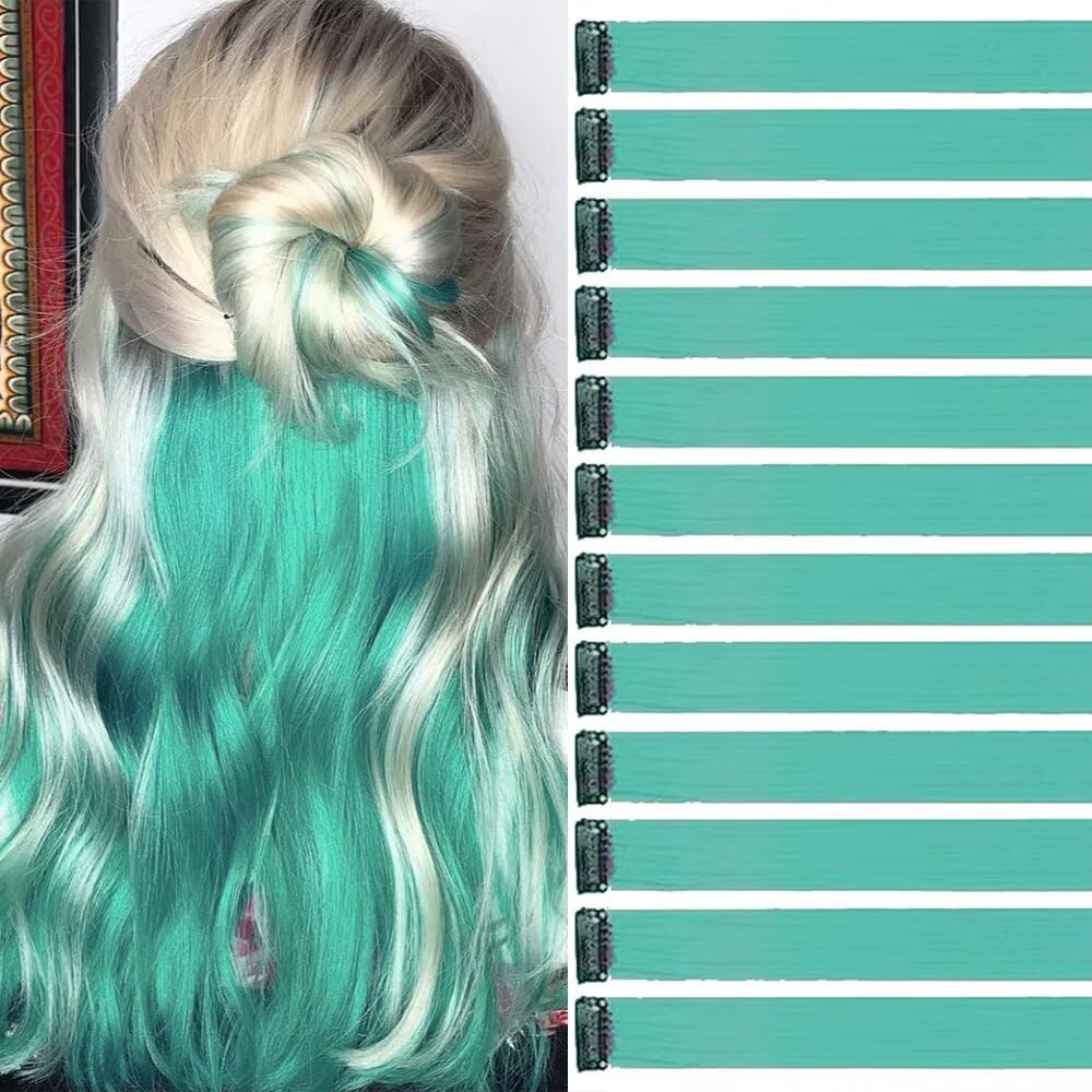 Mèches de cheveux - turquoise 55 cm - lot de 12, tresses enfants