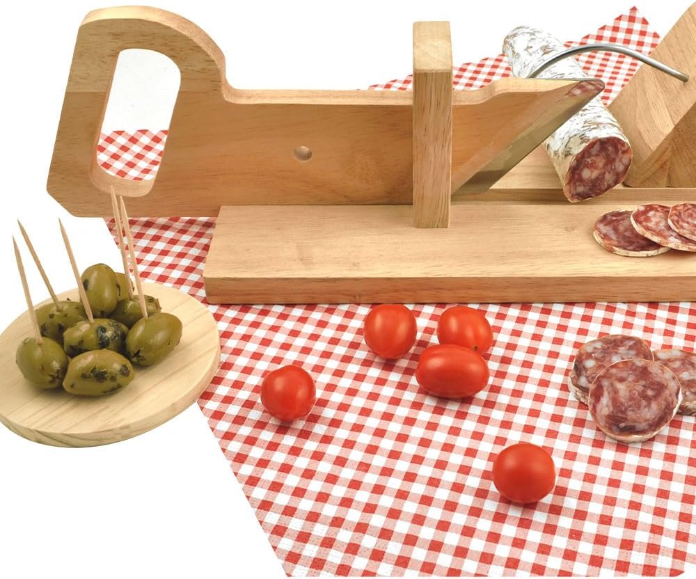 CÉCOA - trancheuse à saucisson bois hêtre inox - 28x16x12cm - découpe précise
