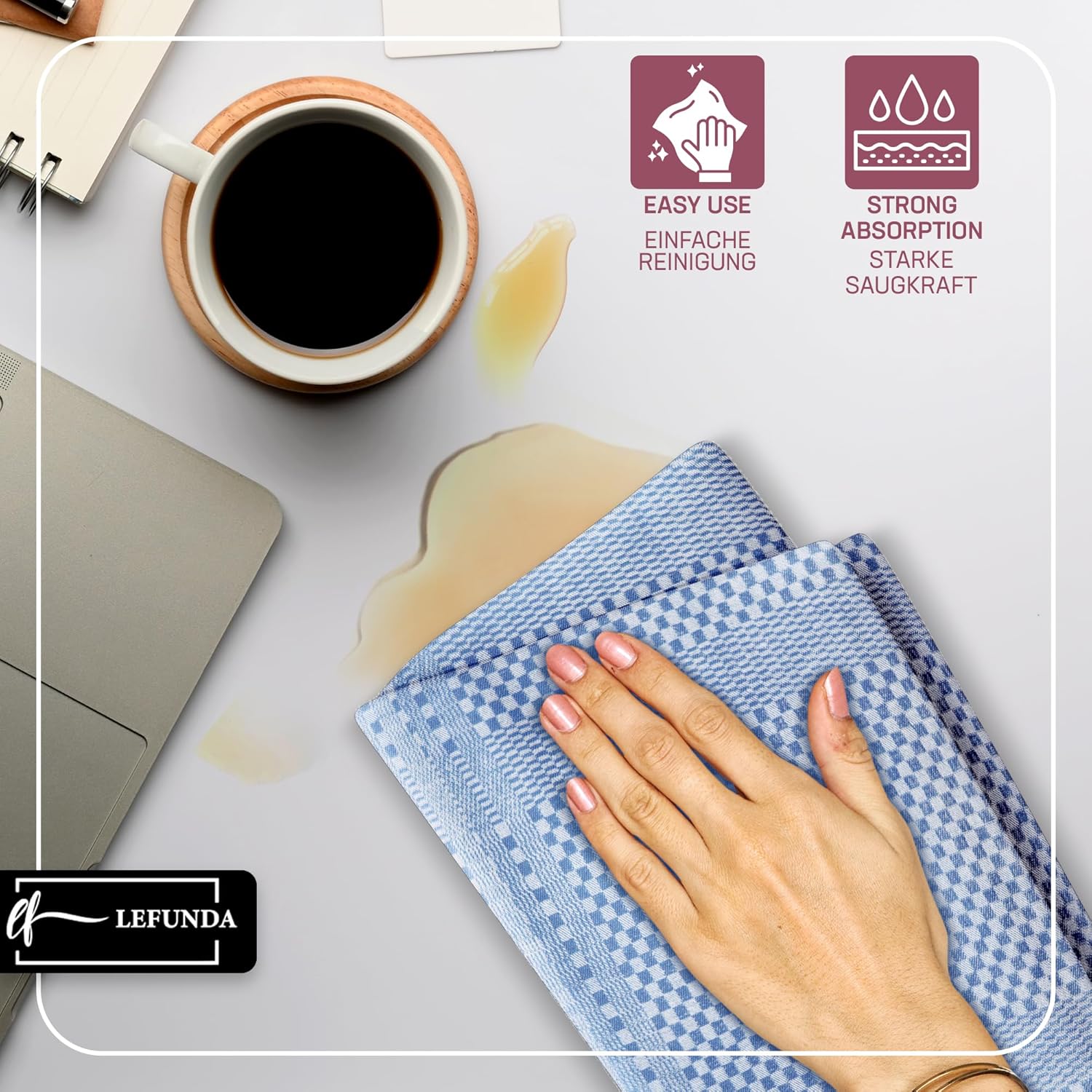 LEFUNDA - Tablier cuisine réglable, 3 poches, étanche, longues lanières