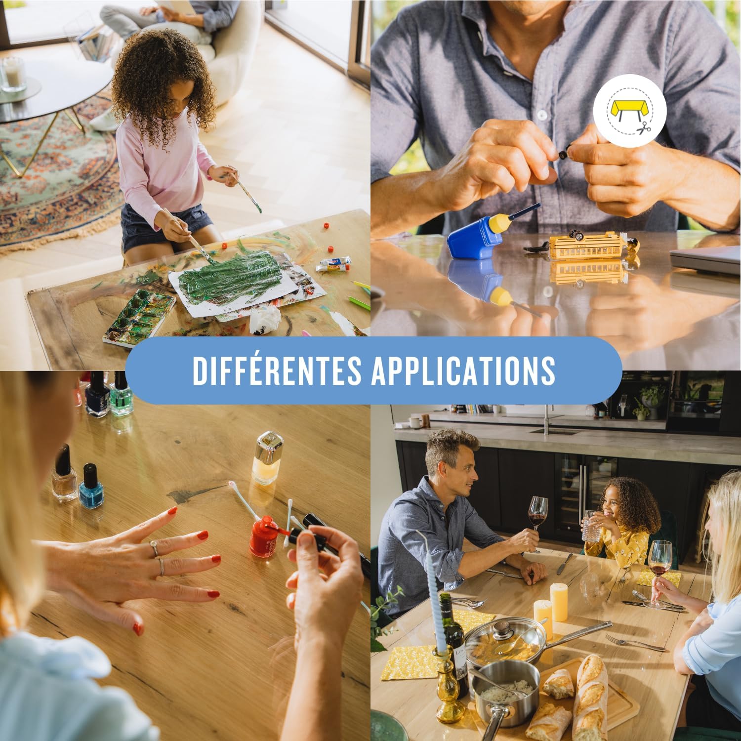 Nappe transparente ronde - 130 cm Ø, 2mm, anti-tache, lavable