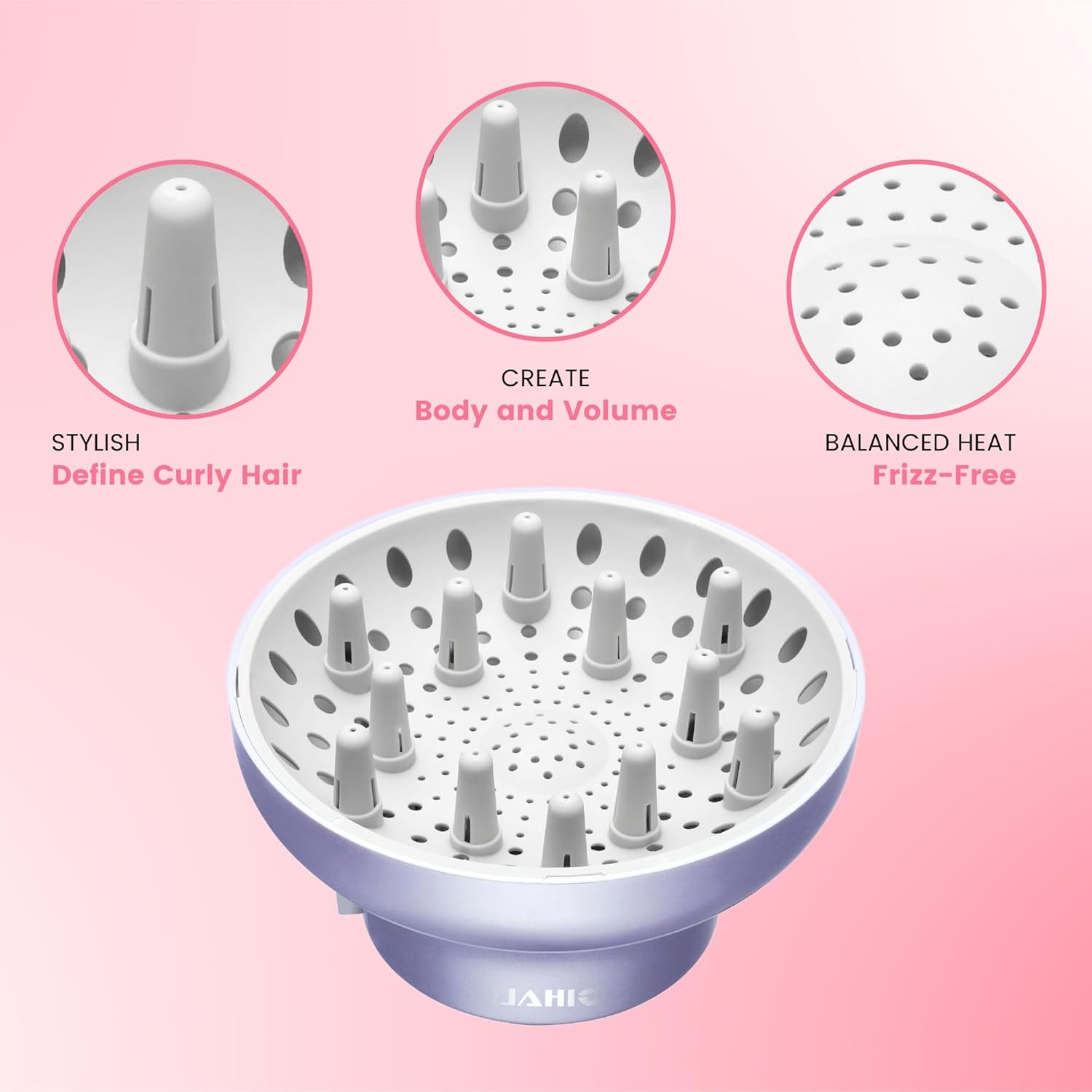 Diffuseur cheveux universel - lavande - 4.4-6.6 cm - idéal cheveux bouclés