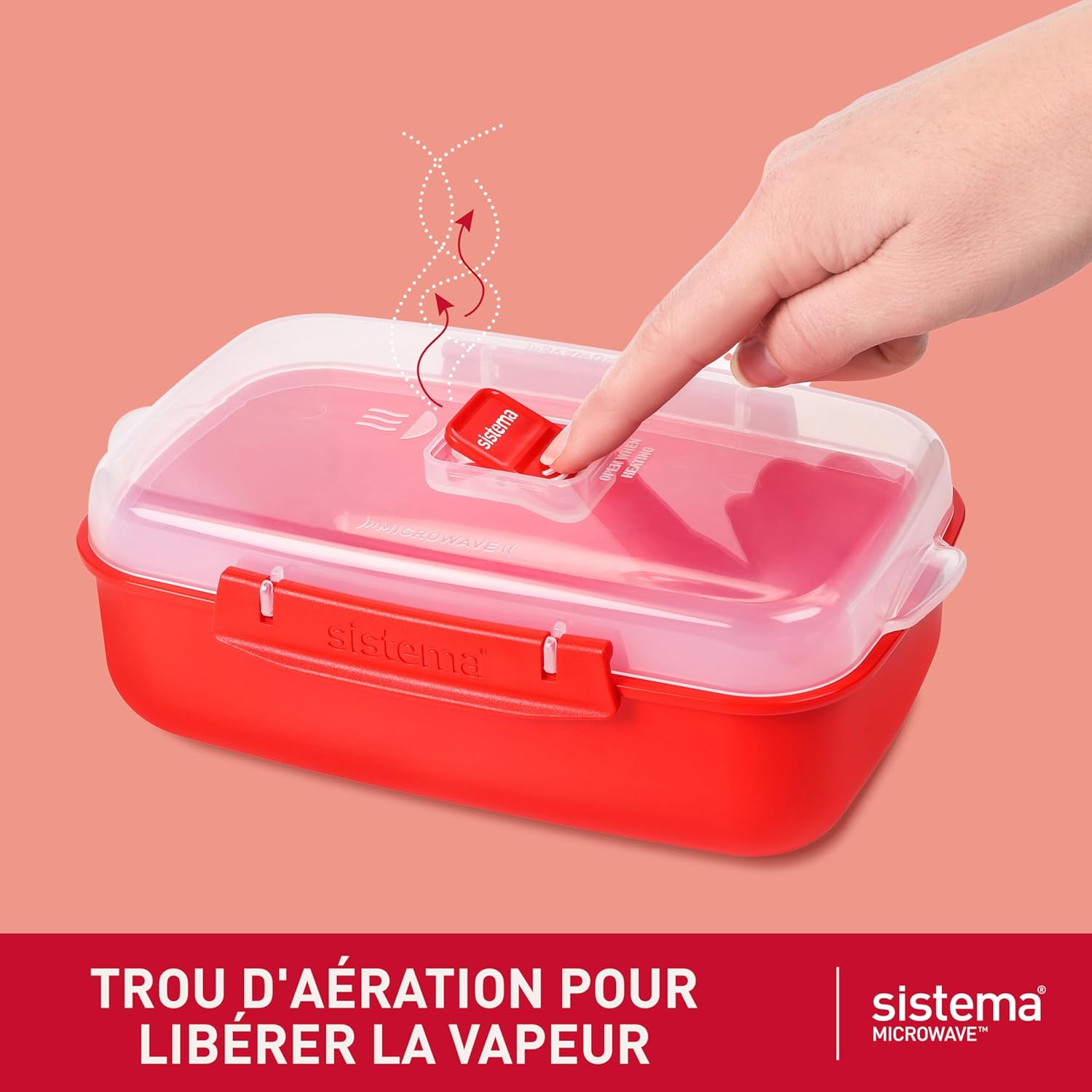 Sistema - Heat and Eat rectangulaire - 1,25L/525ml - micro-ondes, couvercle clipsé, valve vapeur - 82005