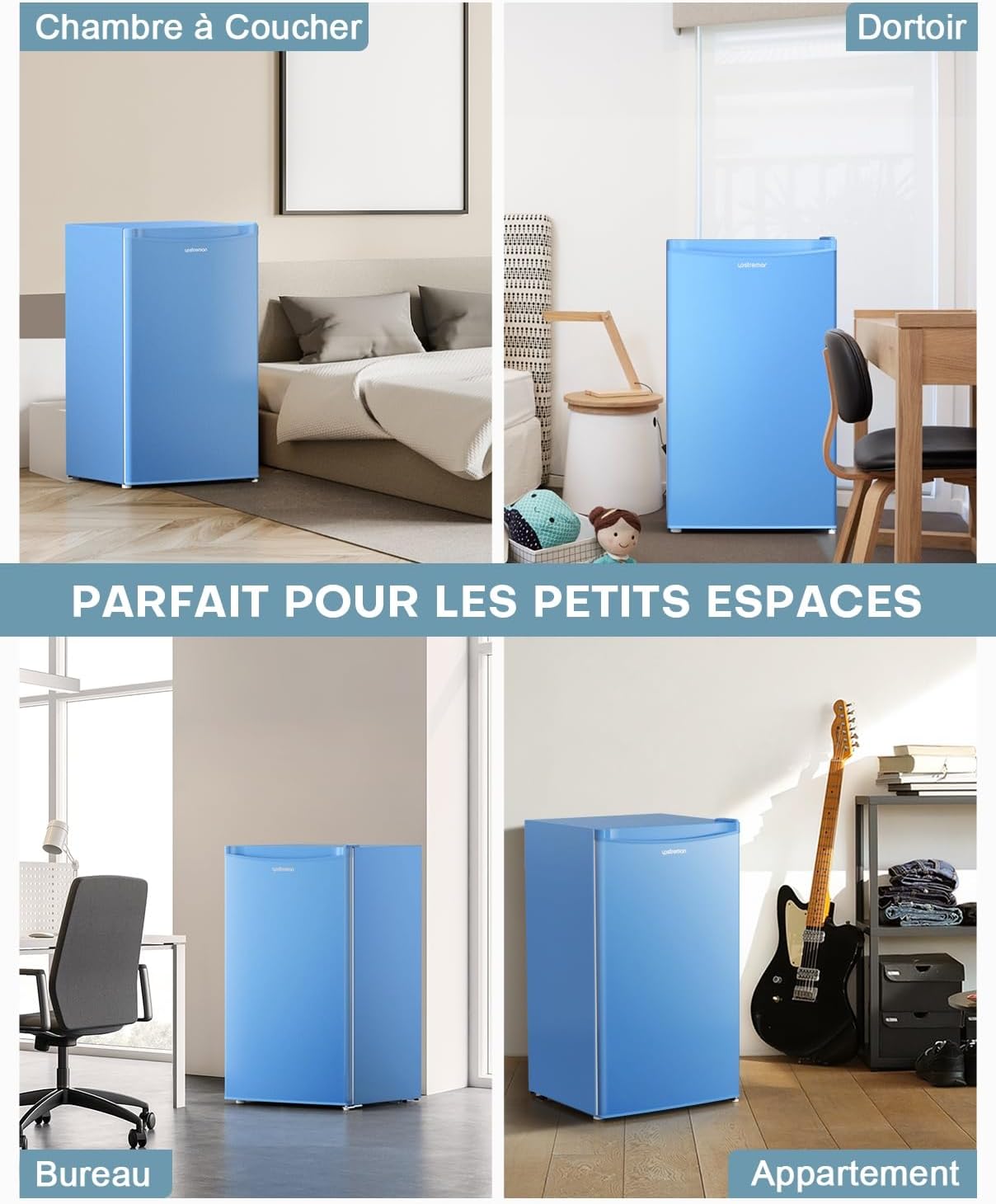 Upstreman - mini frigo 91L bleu, congélateur, thermostat réglable, BR321
