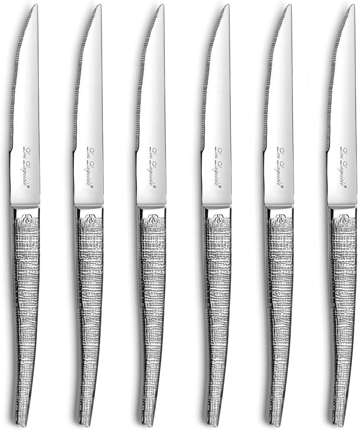 Lou Laguiole - Jet Bloc 6 couteaux steak, inox 13 C, 9x5x12 cm, bois