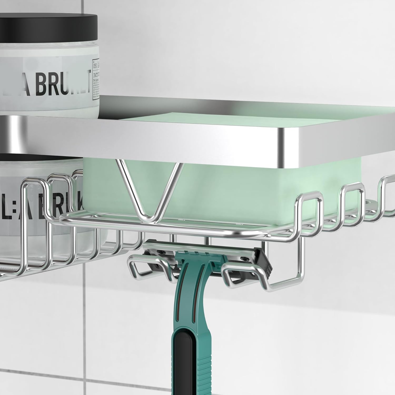 Support Douche d’Angle - étagère sans perçage, argent, KEGII