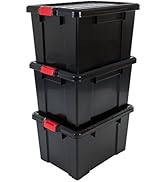 Iris Ohyama, Lot de 3 boîtes de rangement, bricolage, 68 L, avec clips de fermeture, empilable, g...