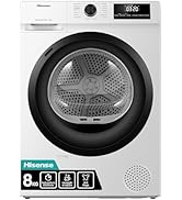 Hisense DHQE800BW2 Sèche-linge à pompe à chaleur, 8 kg, A++, hublot noir, grand écran, 16 programmes...